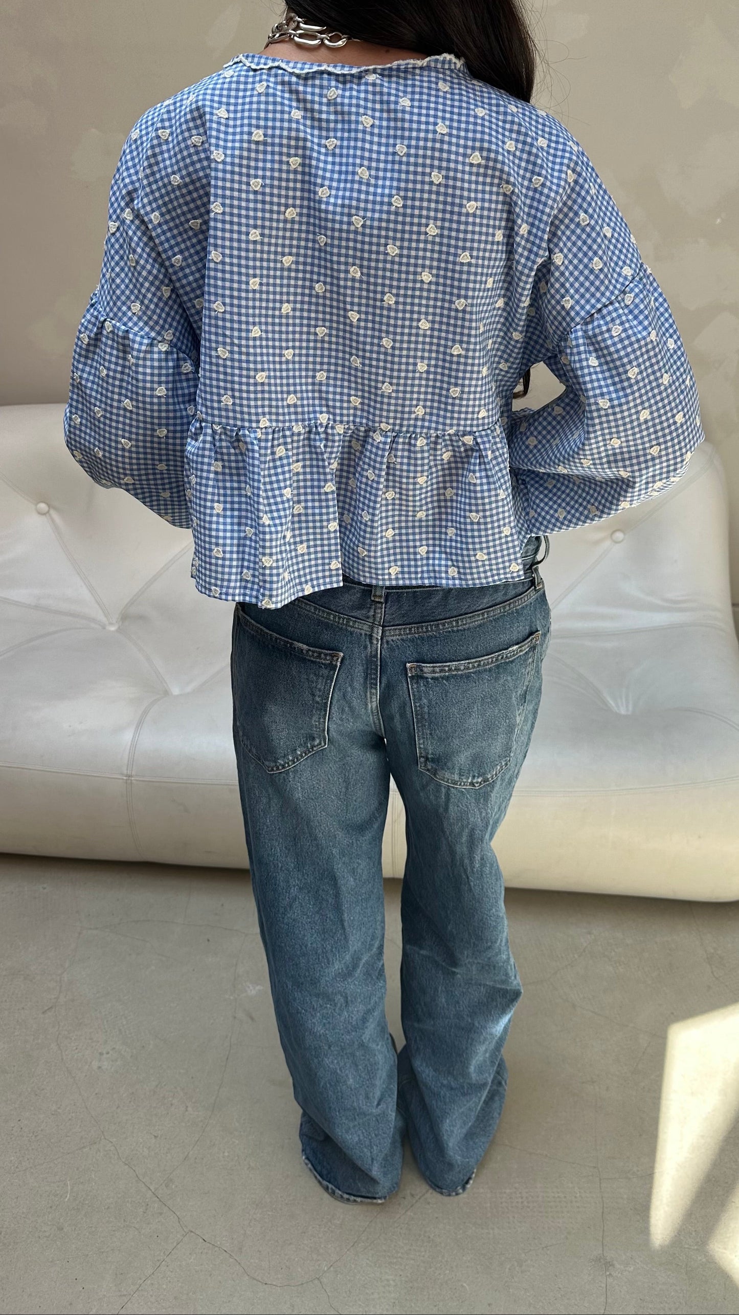 Gingham blouse blue - Curated by UME