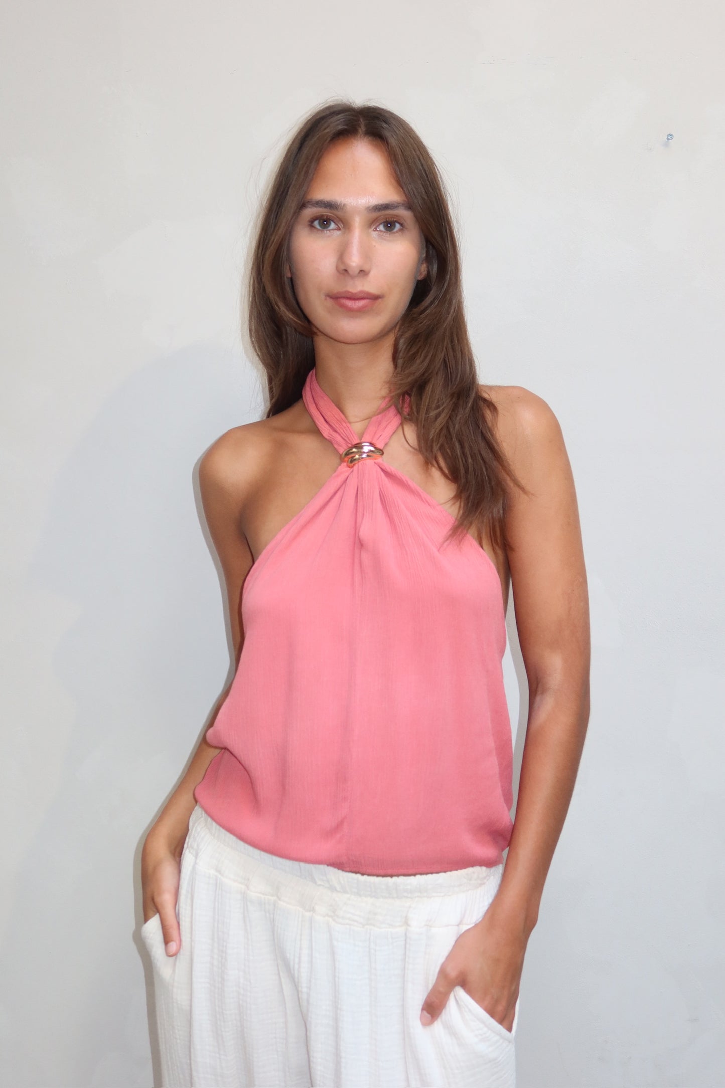 Blushed pink halter top - Curated by ume