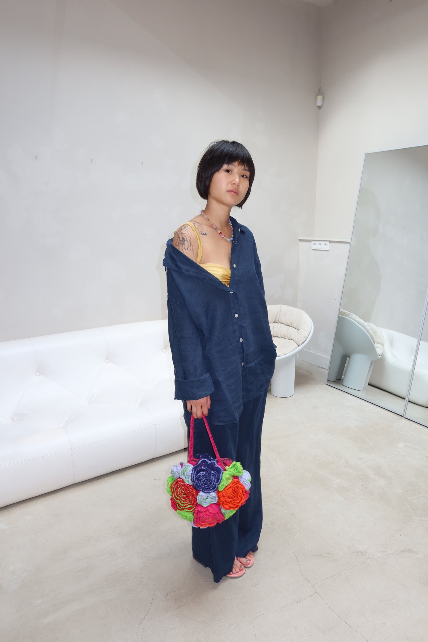 Navy Blue linen pants - Curated by UME