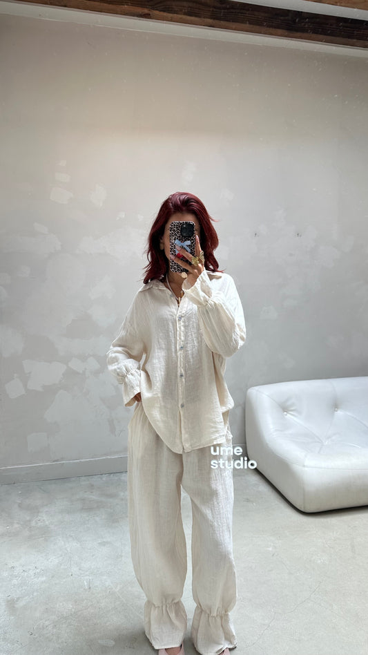 Ruffle linen set - Upcycled by UME