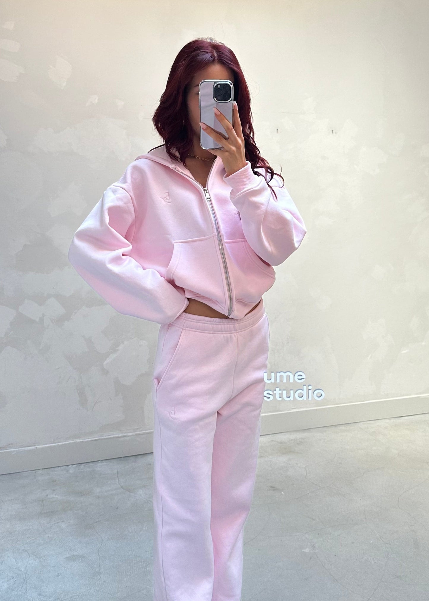 Exercere pink cropped zip - hoodie
