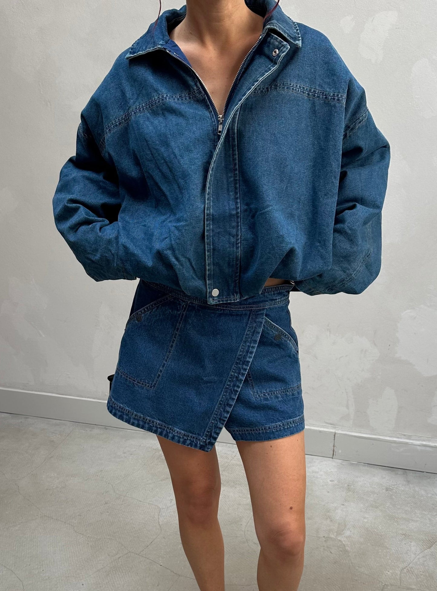 Cropped oversized denim jacket - Curated by UME