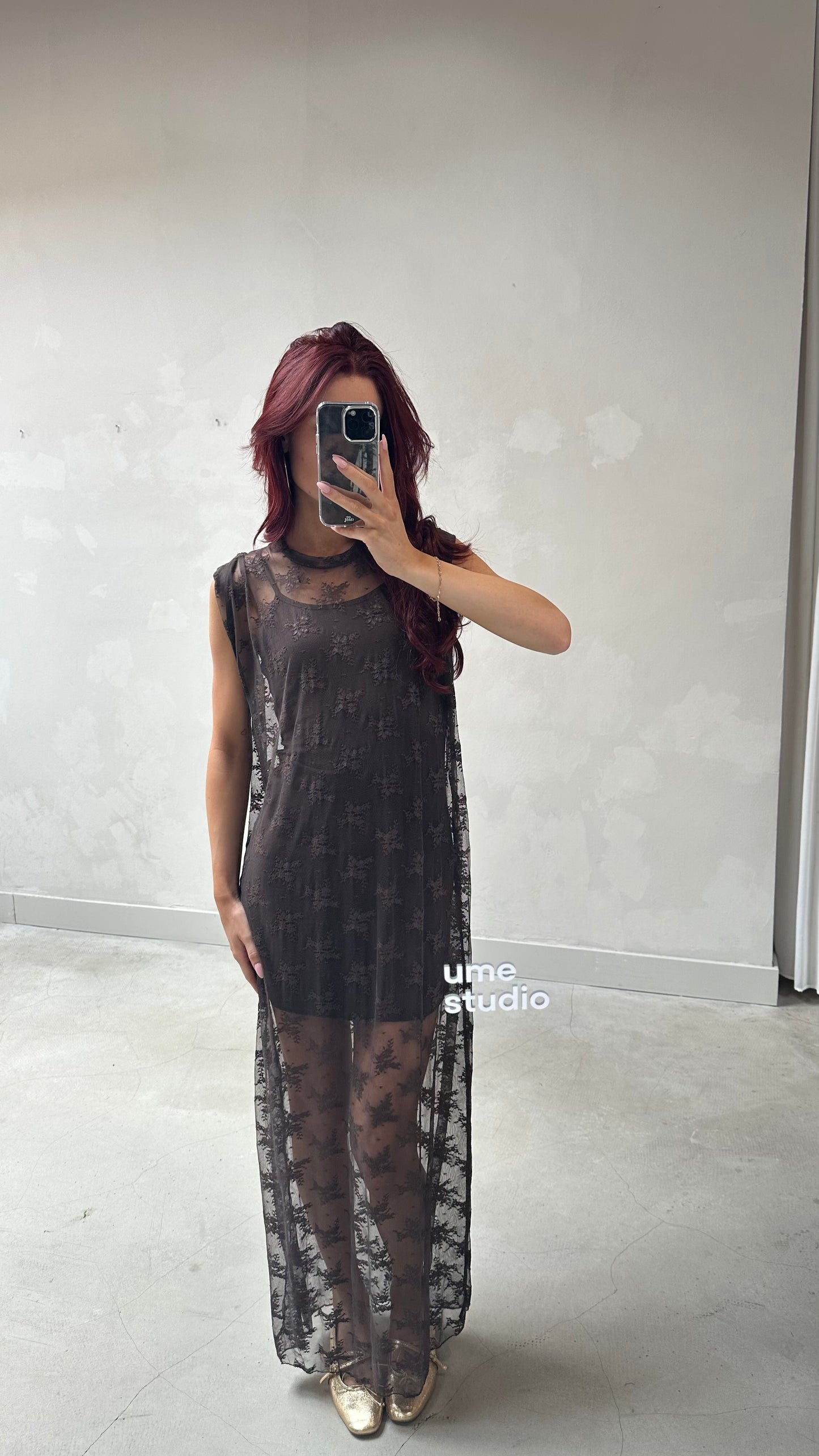 Brown lace maxi dress - Curated by ume