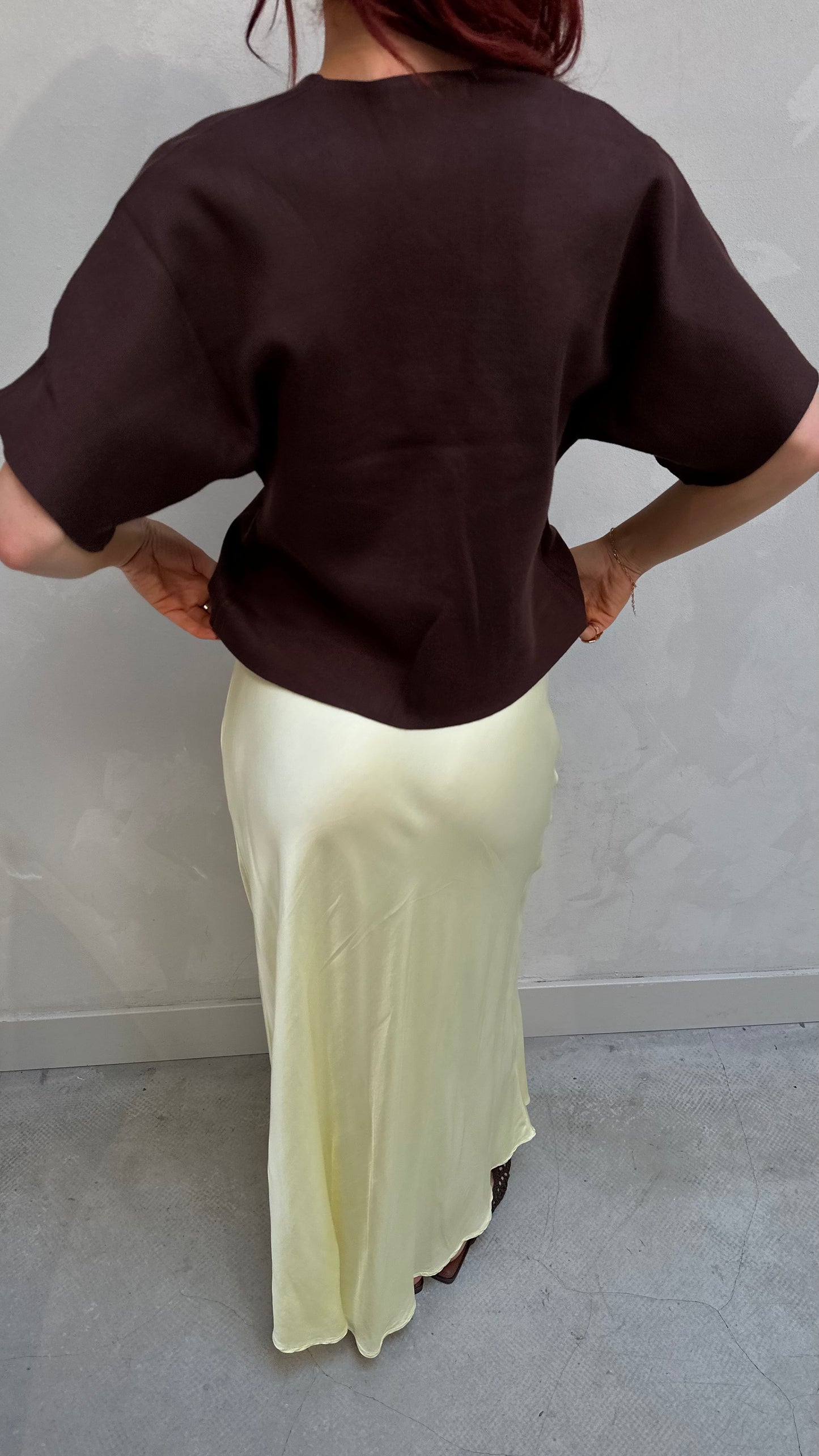Brown top with gold buttons - Curated by ume