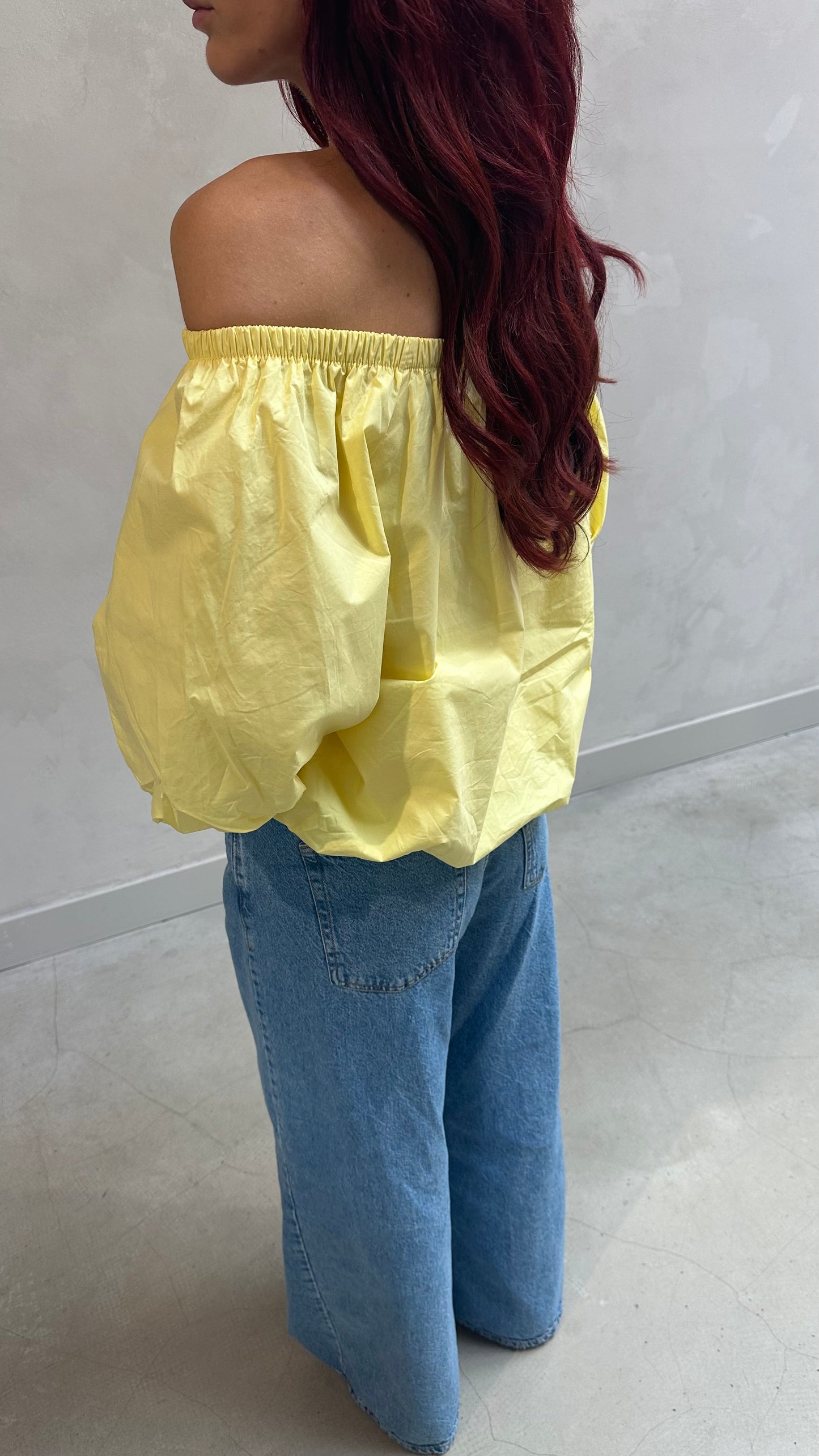 Off shoulder Yellow balloon top - Curated by ume