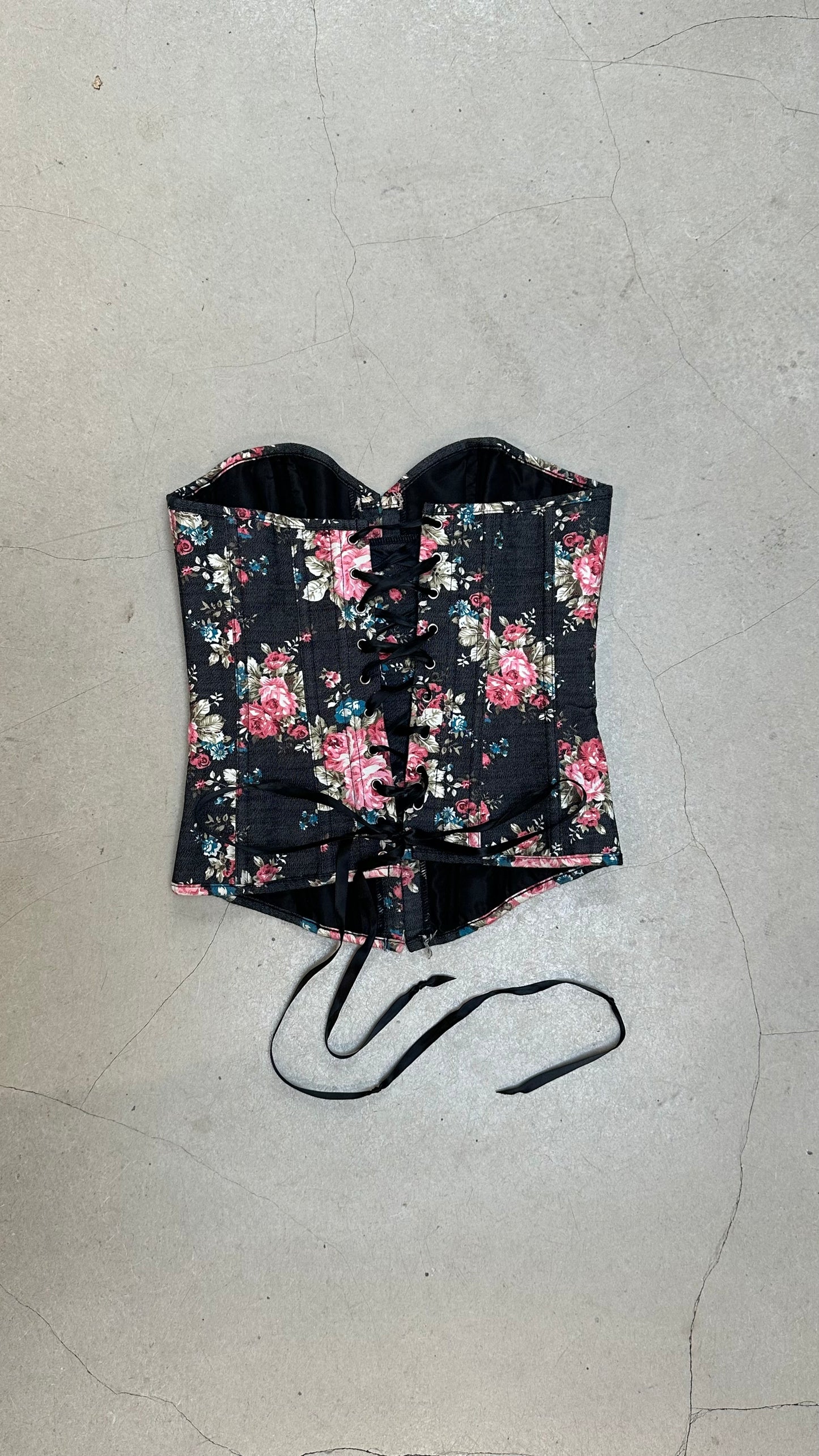 Vintage Black floral - Corset