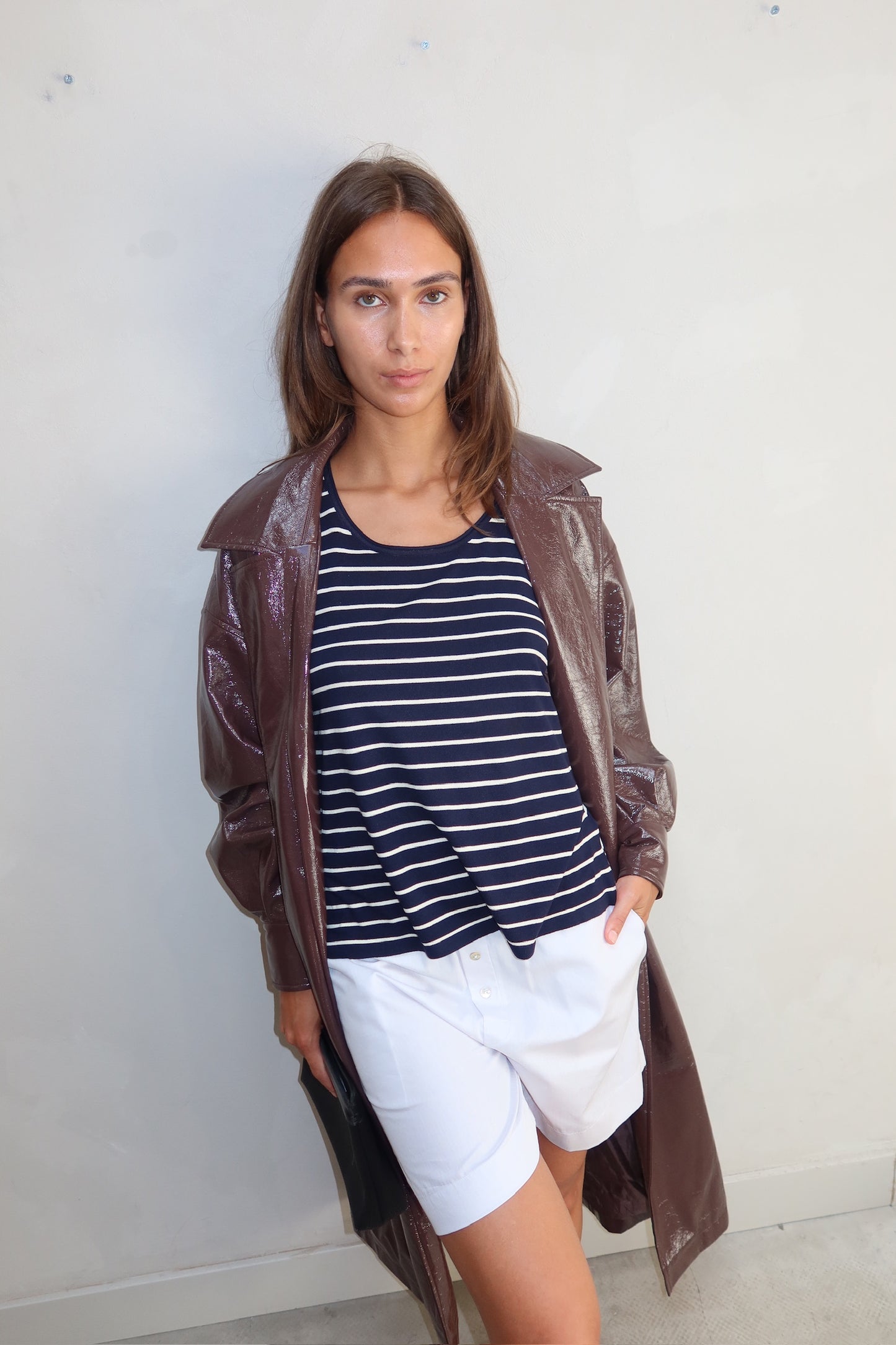 NLY TREND - Brown leather look trenchcoat
