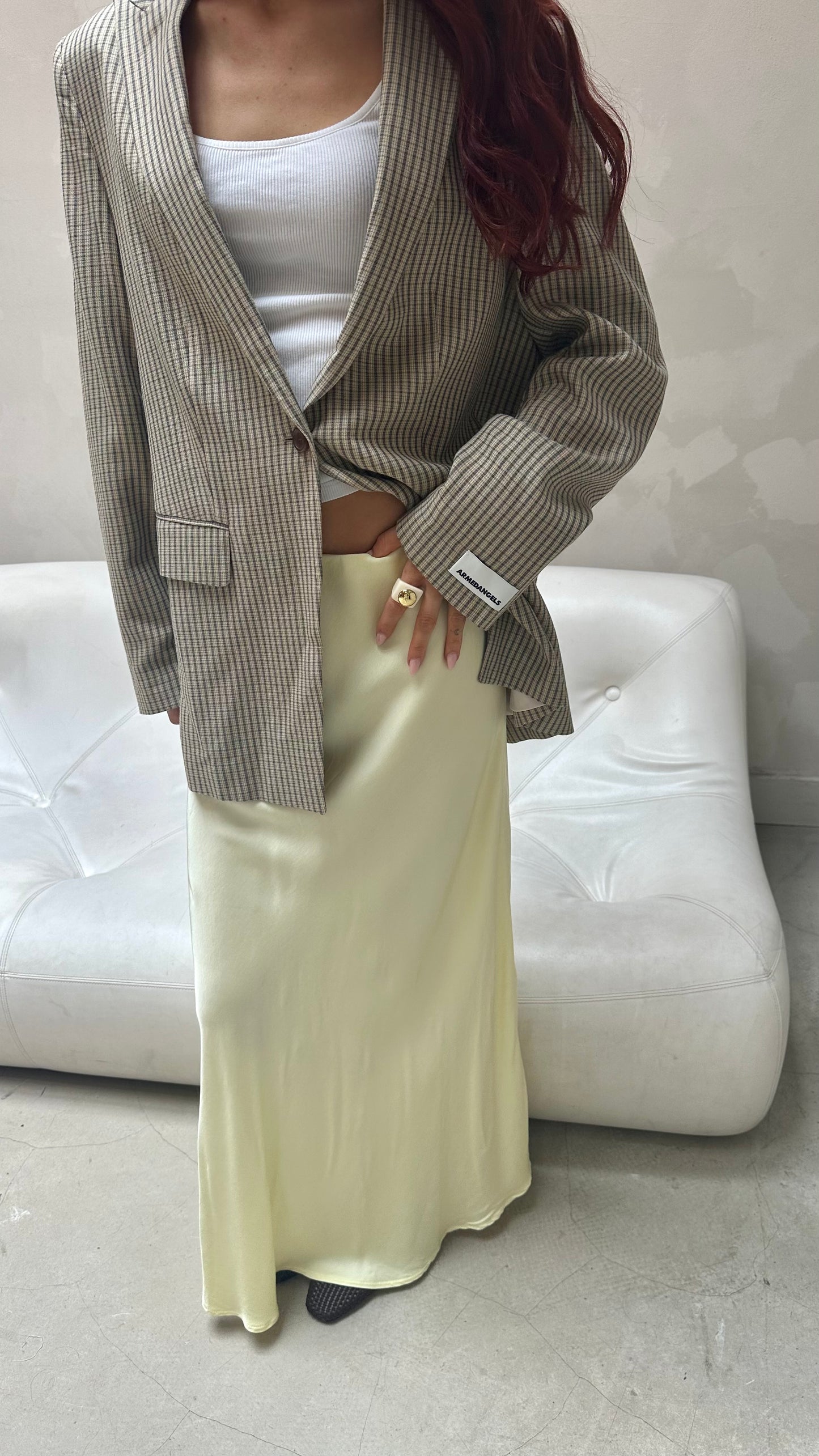 Butter yellow long skirt - Curated by ume