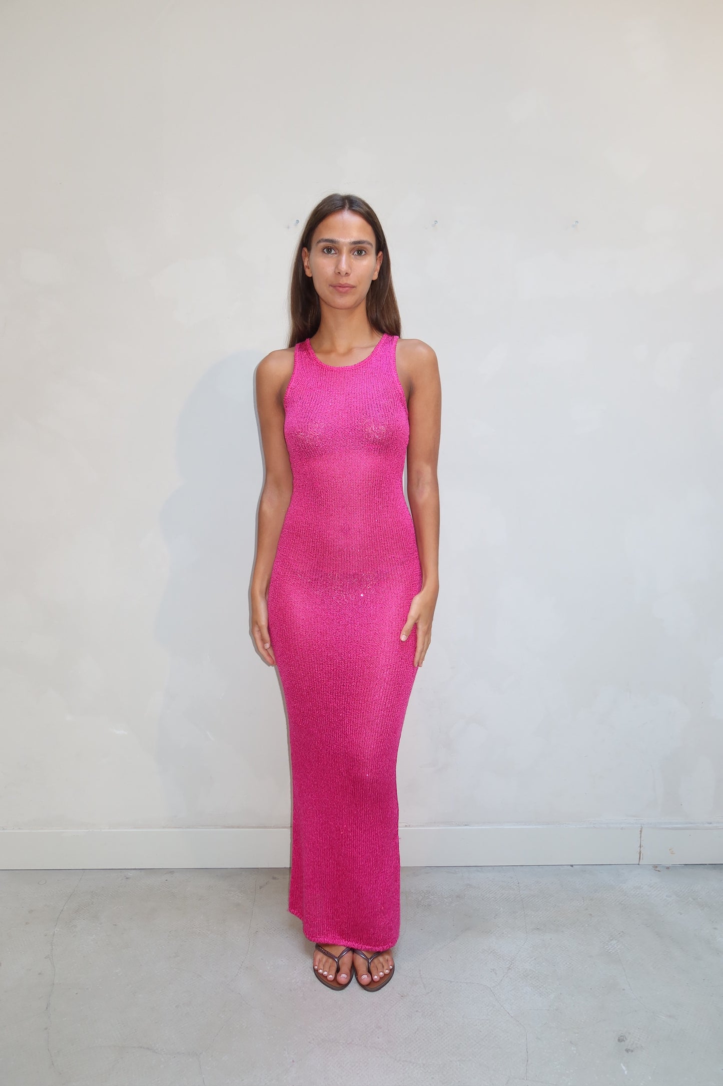 Asta resort fuchsia knitted sequin - Dress