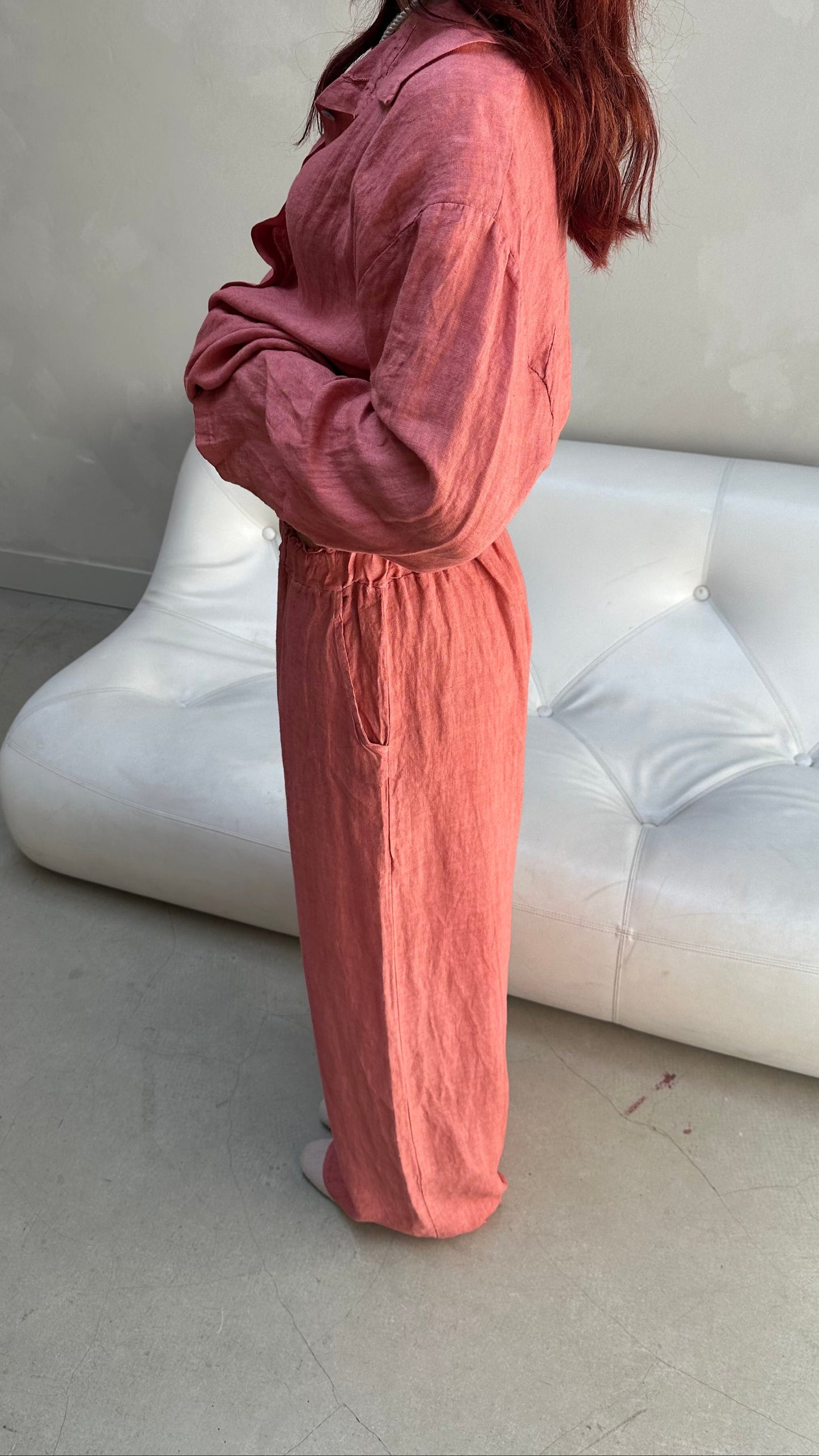 Burnt peach linen blouse - Curated by UME