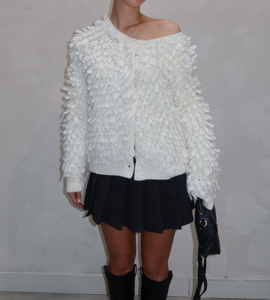 Gunia white knitted - Cardigan
