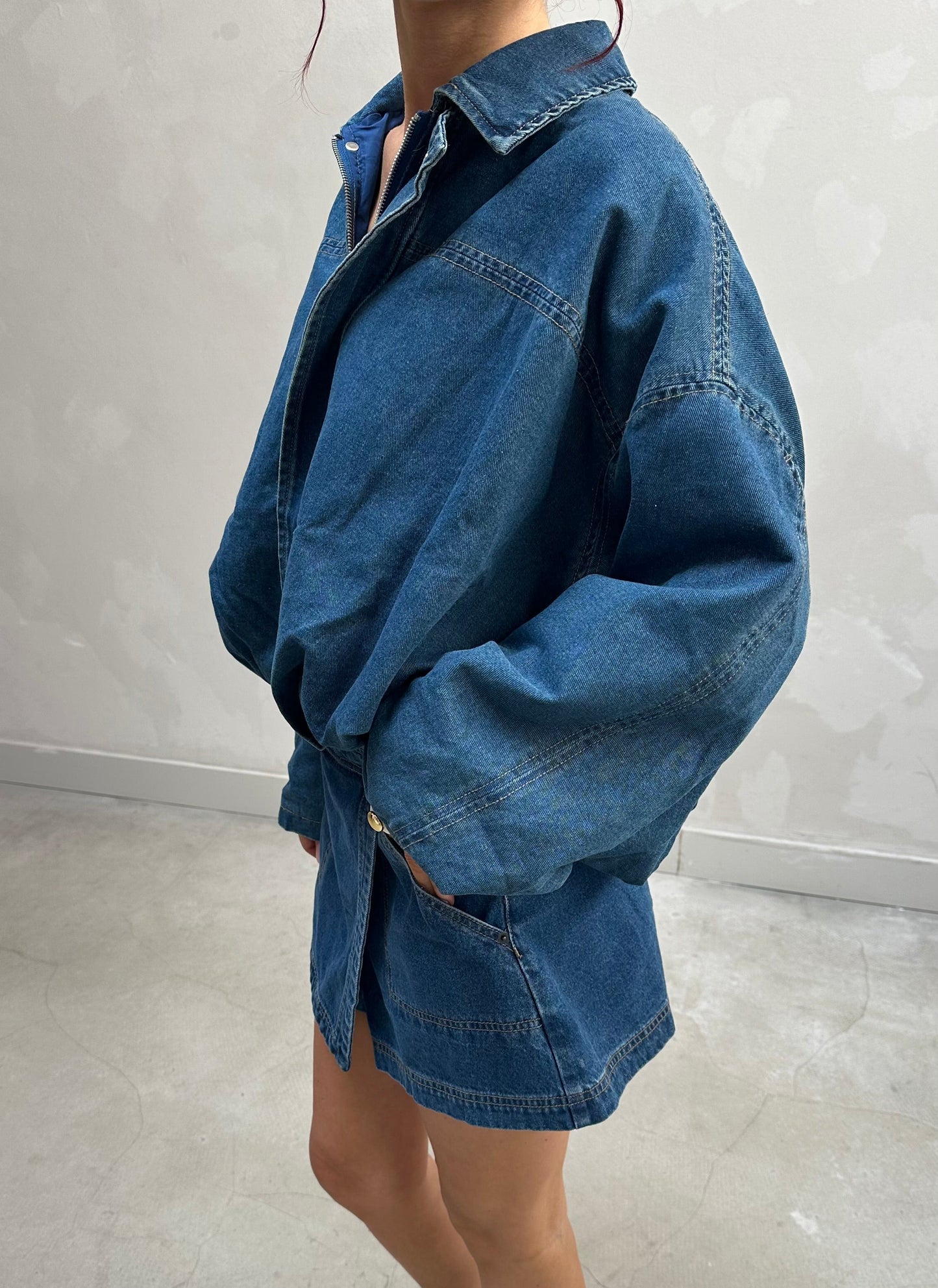 Cropped oversized denim jacket - Curated by UME