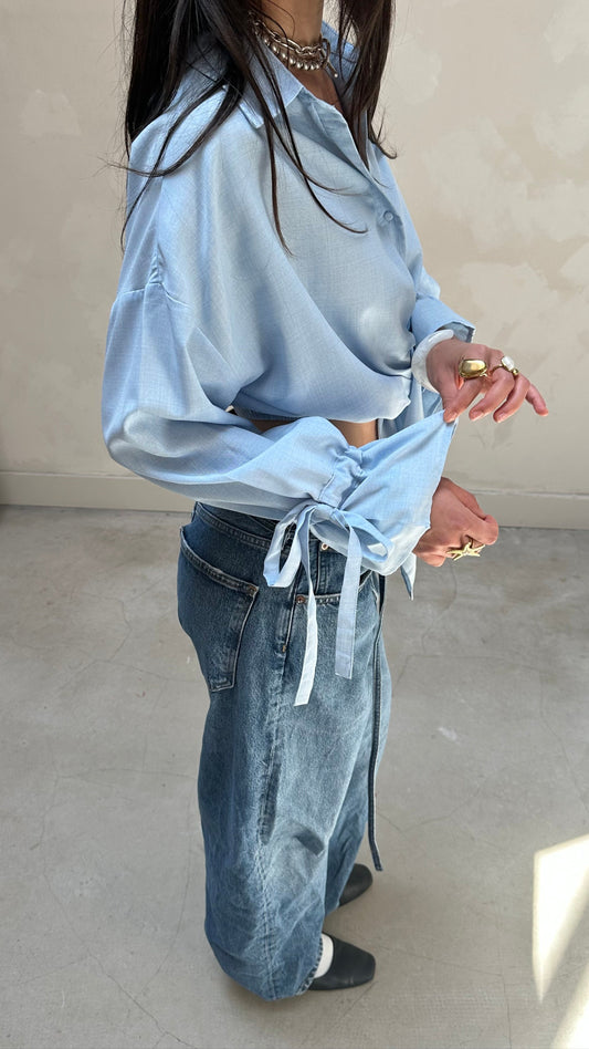 Tied shirt baby blue - Curated by UME