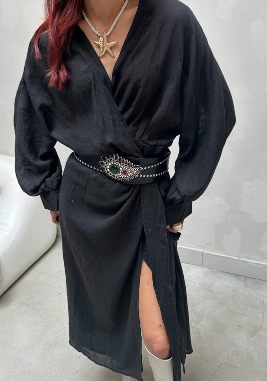 Wrap maxi dress Black - Curated by UME