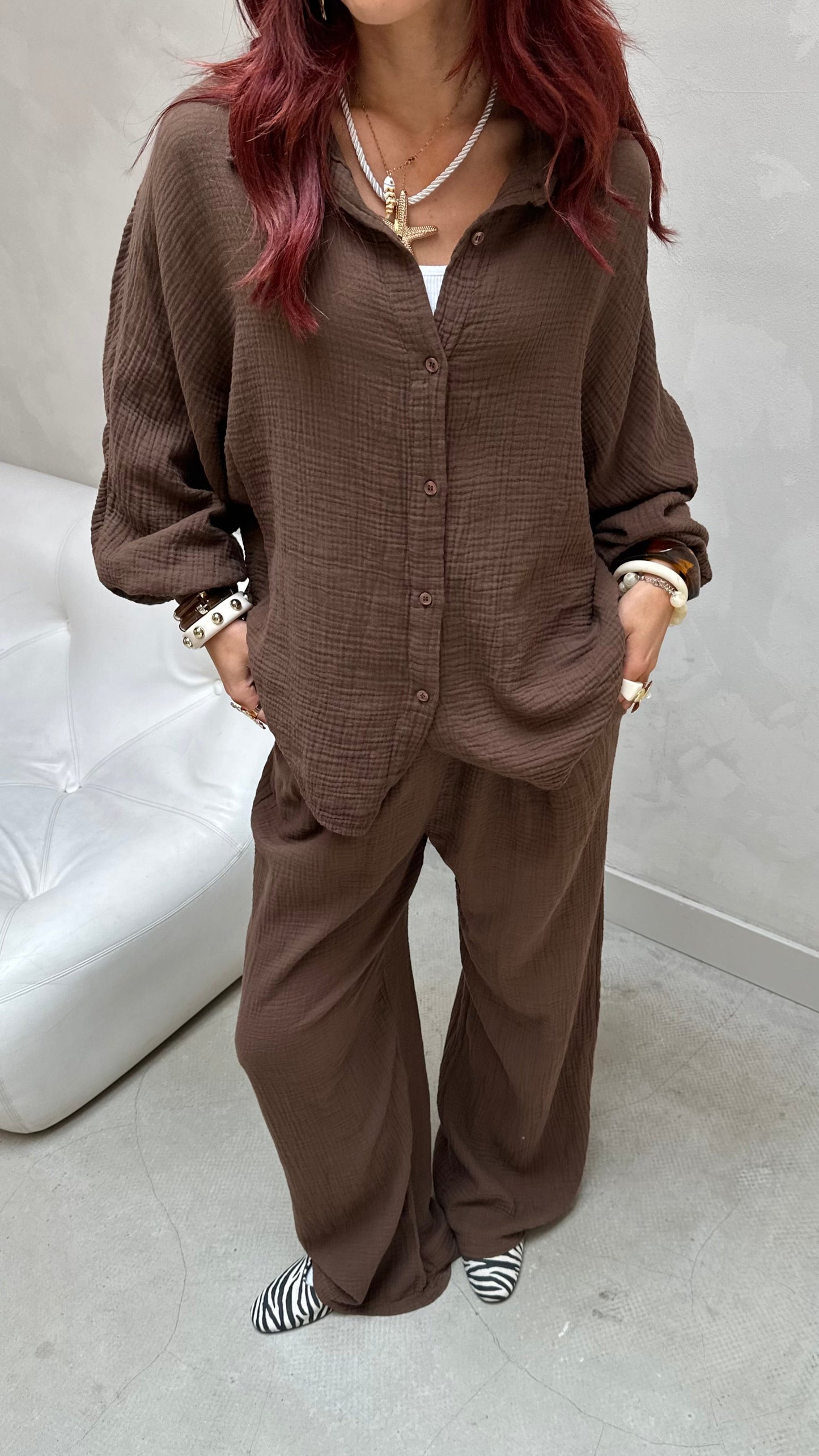 Brown cotton set - Curated by UME