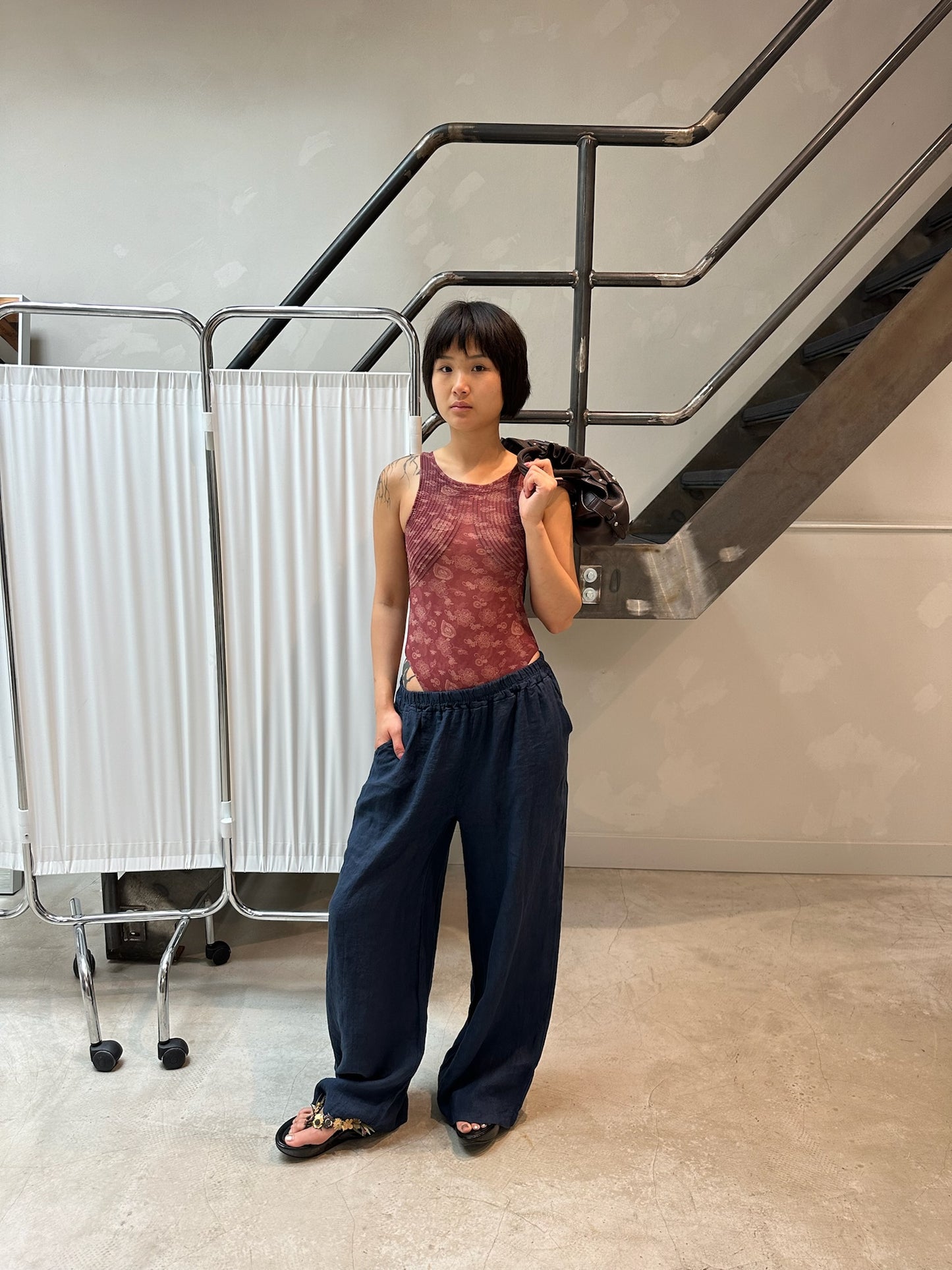Navy Blue linen pants - Curated by UME