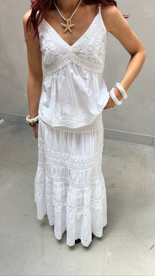 Embroidered top white - Curated by UME