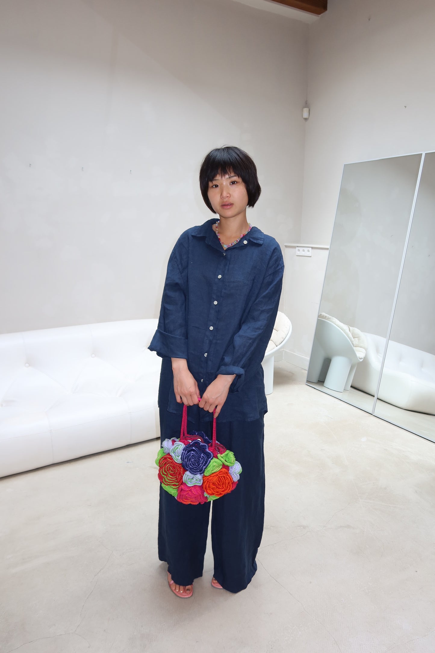 Navy Blue linen pants - Curated by UME