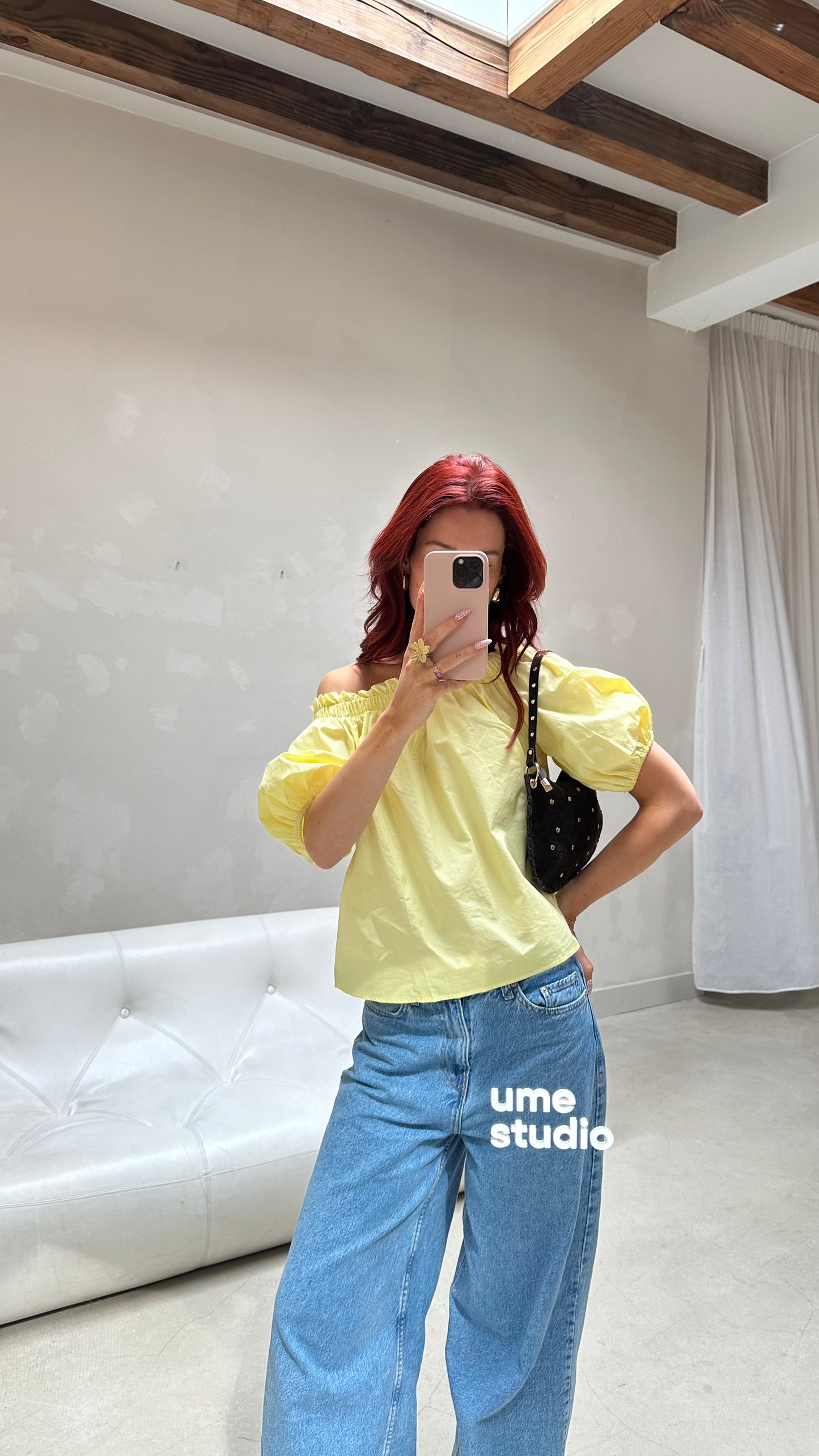 Off-shoulder yellow ruffle top - Curated by UME