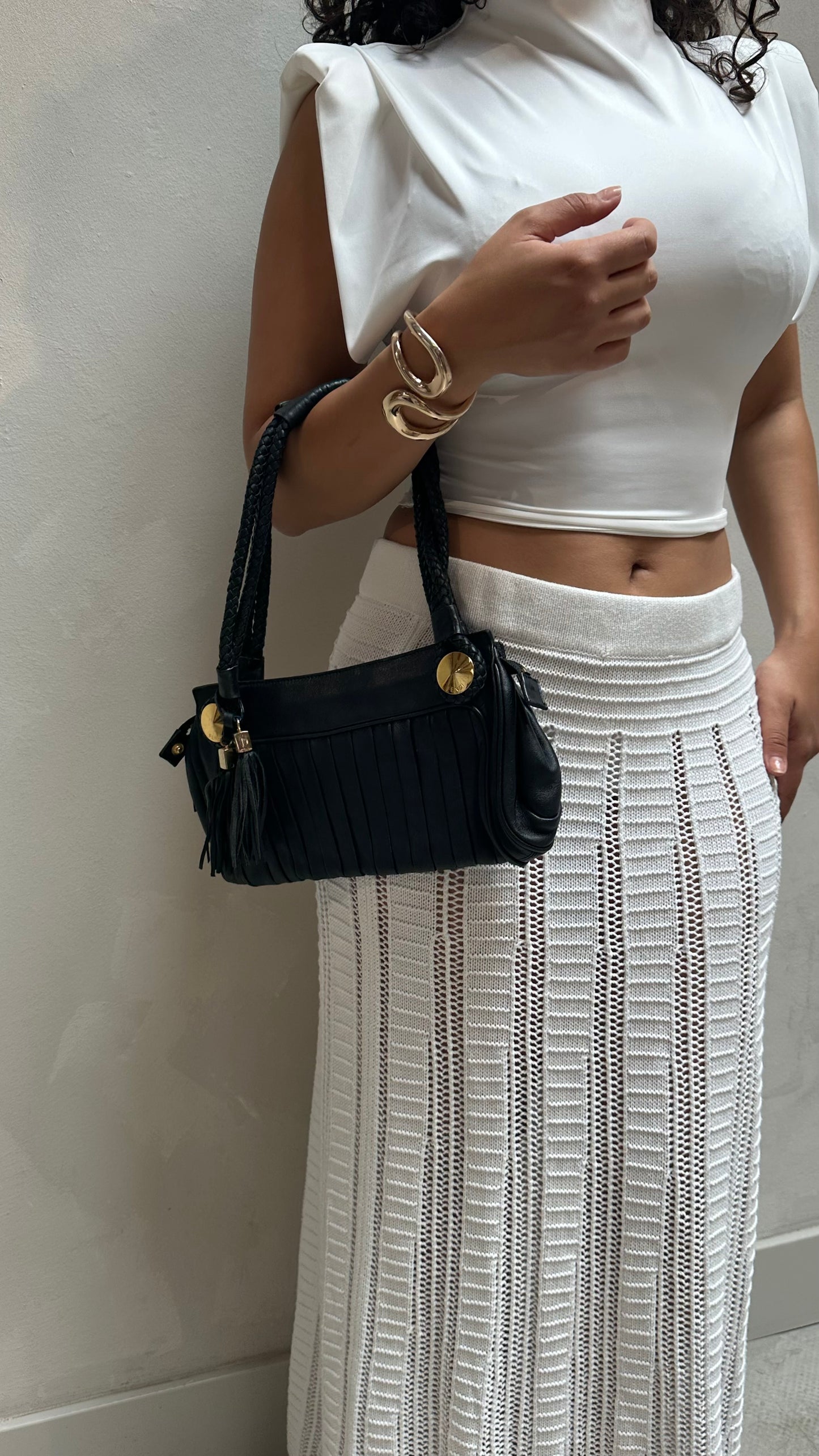 Fendi vintage black leather designer bag - Vintage by ume