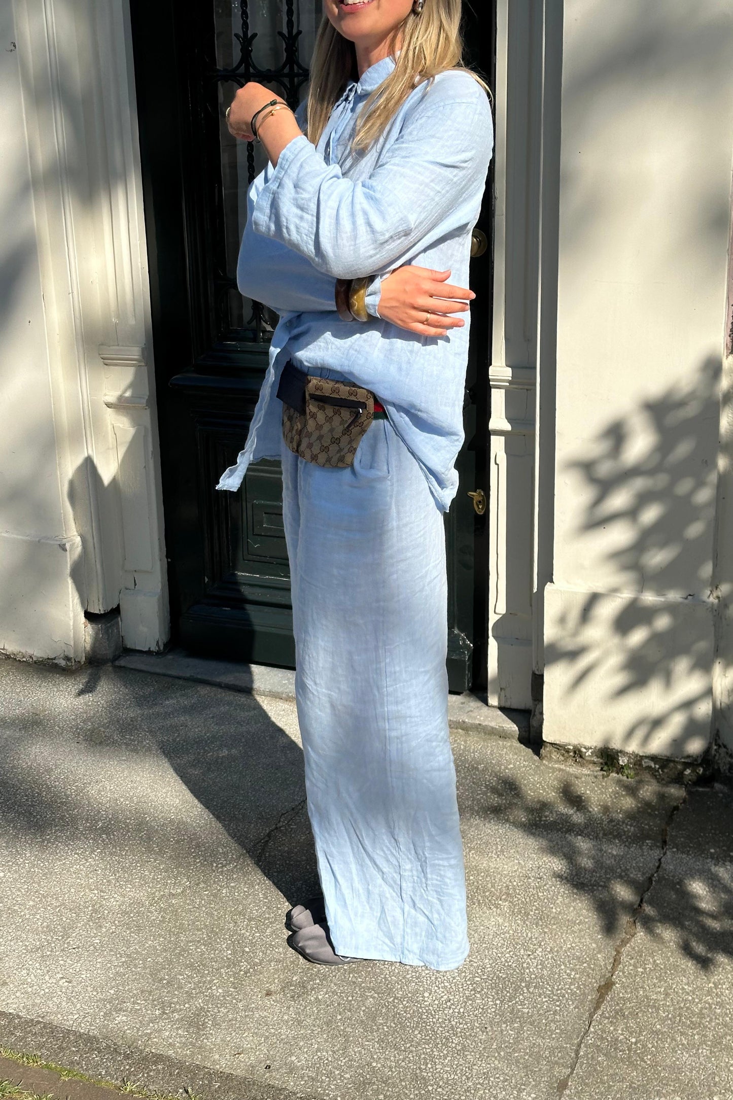 Light Blue linen pants - Curated by UME