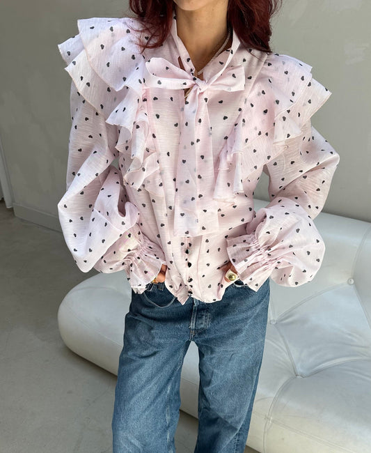 Heart blouse light pink - Curated by UME