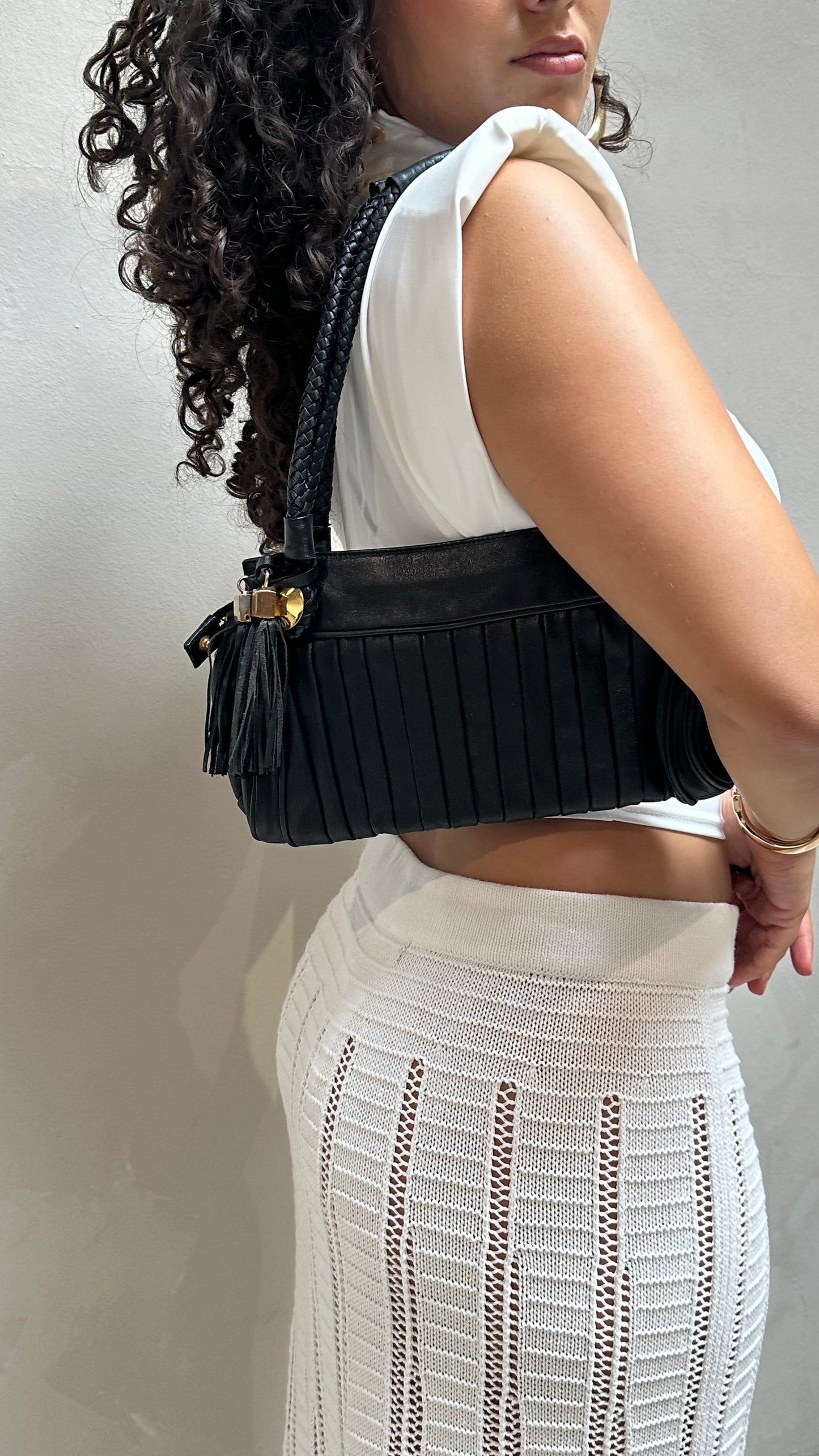 Fendi vintage black leather designer bag - Vintage by ume