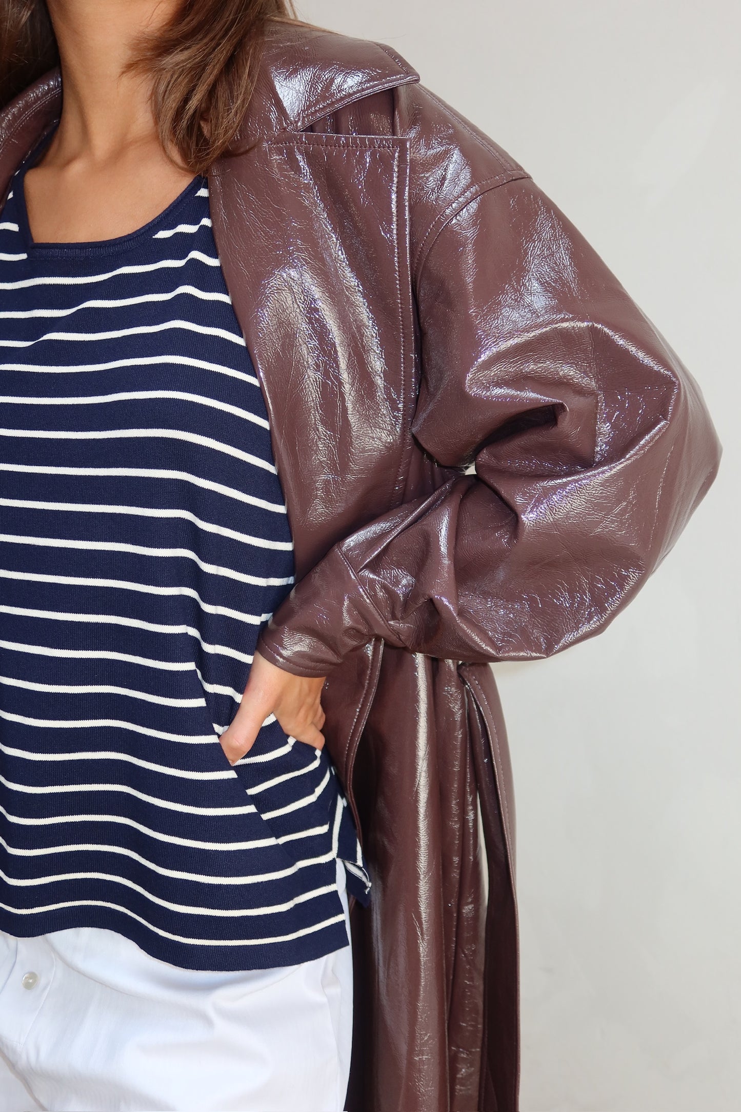 NLY TREND - Brown leather look trenchcoat