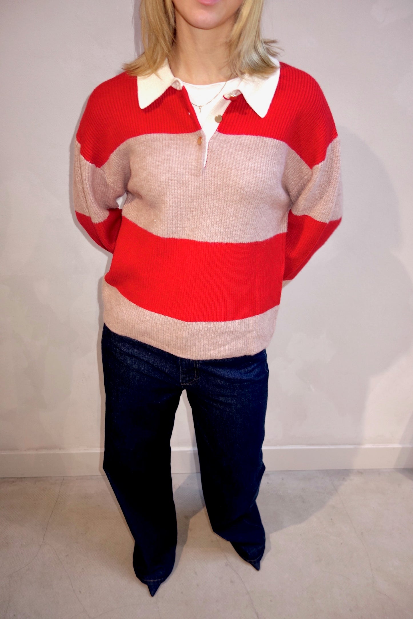 MNG Striped Sweater Red - UME STUDIO