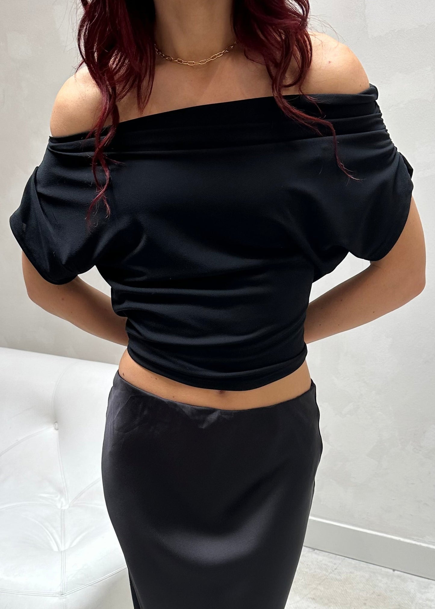 Draped black - top