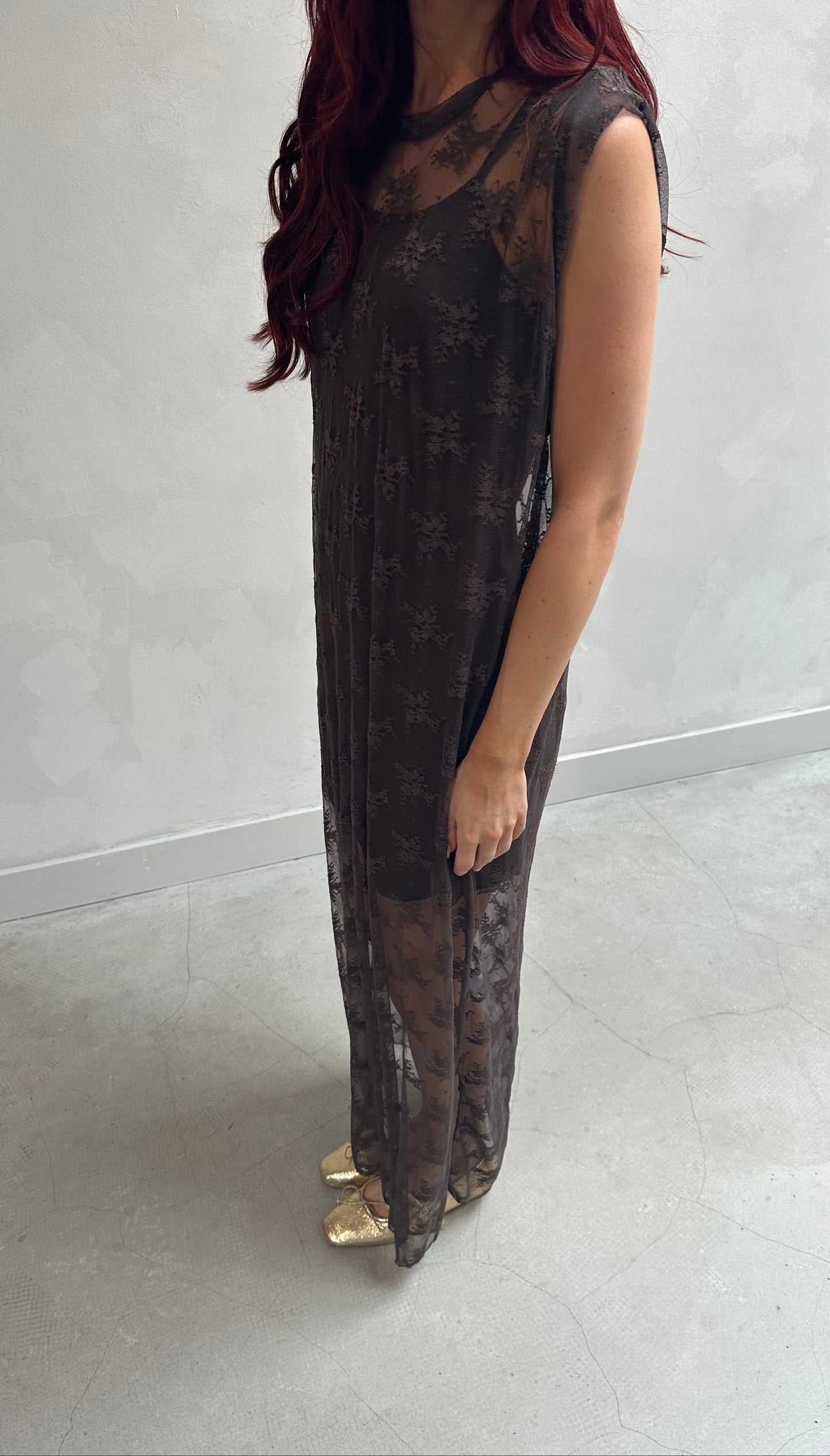 Brown lace maxi dress - Curated by ume