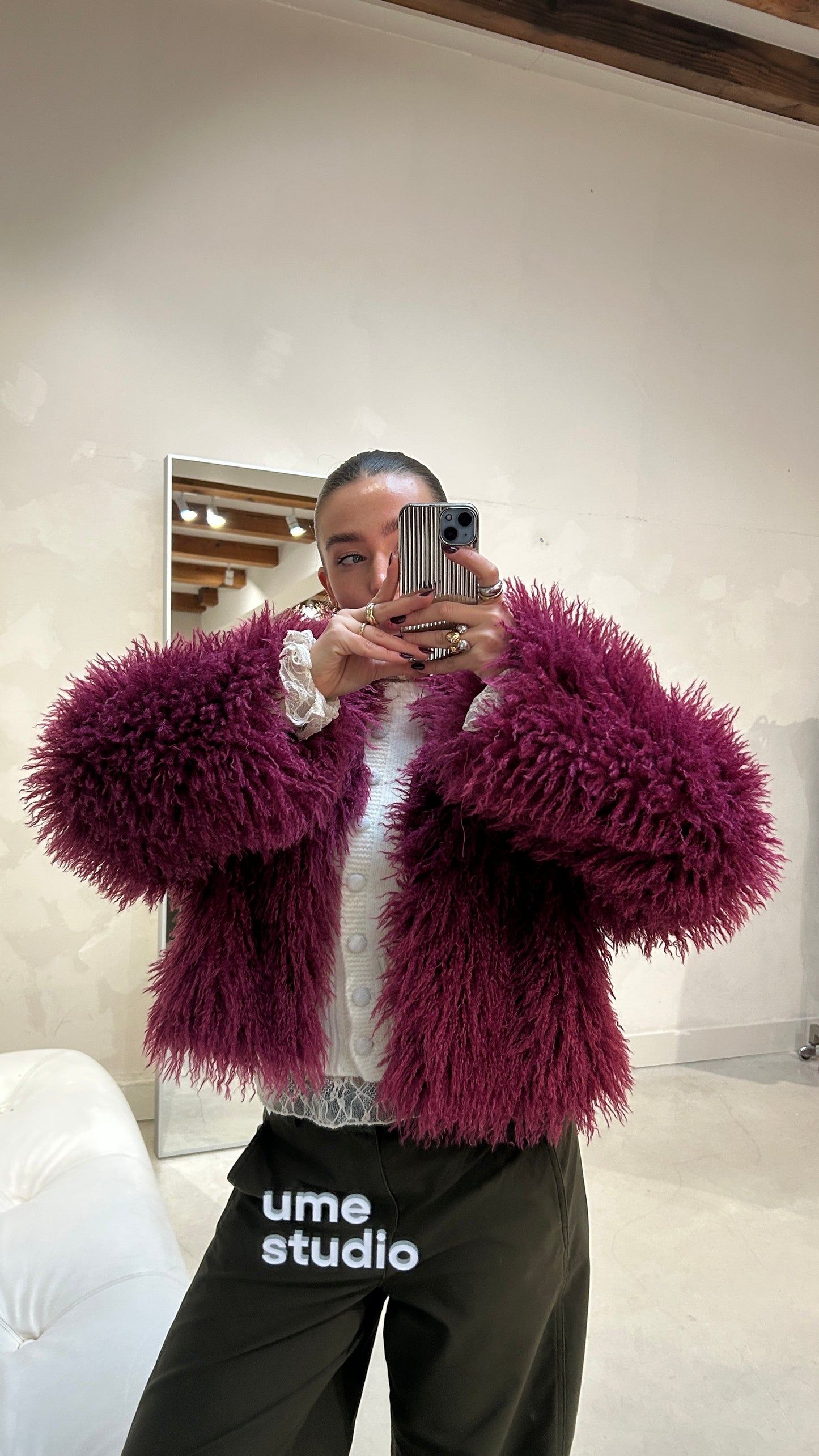 Furry Jacket Dark Pink - Curated By UME