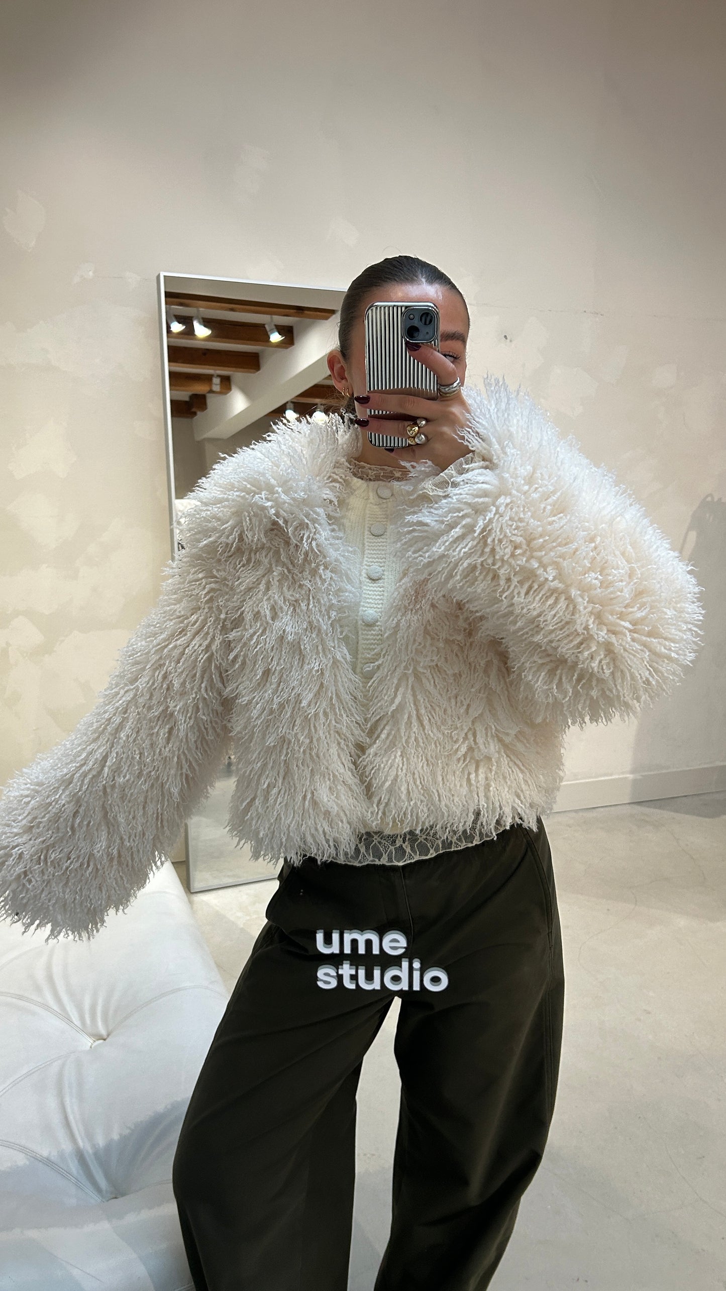 Furry Jacket White - Curated By UME