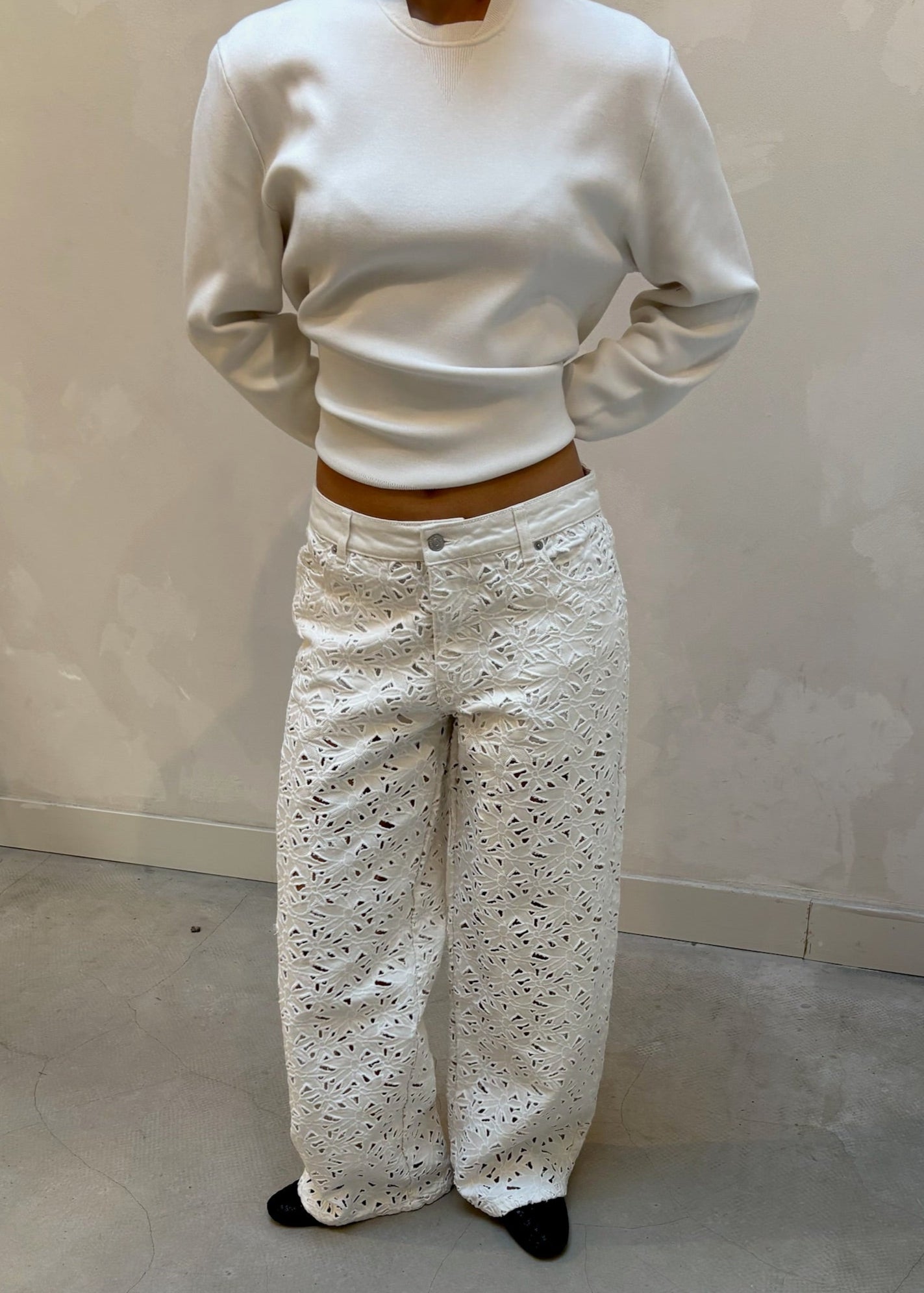 Naked white flower pattern - jeans