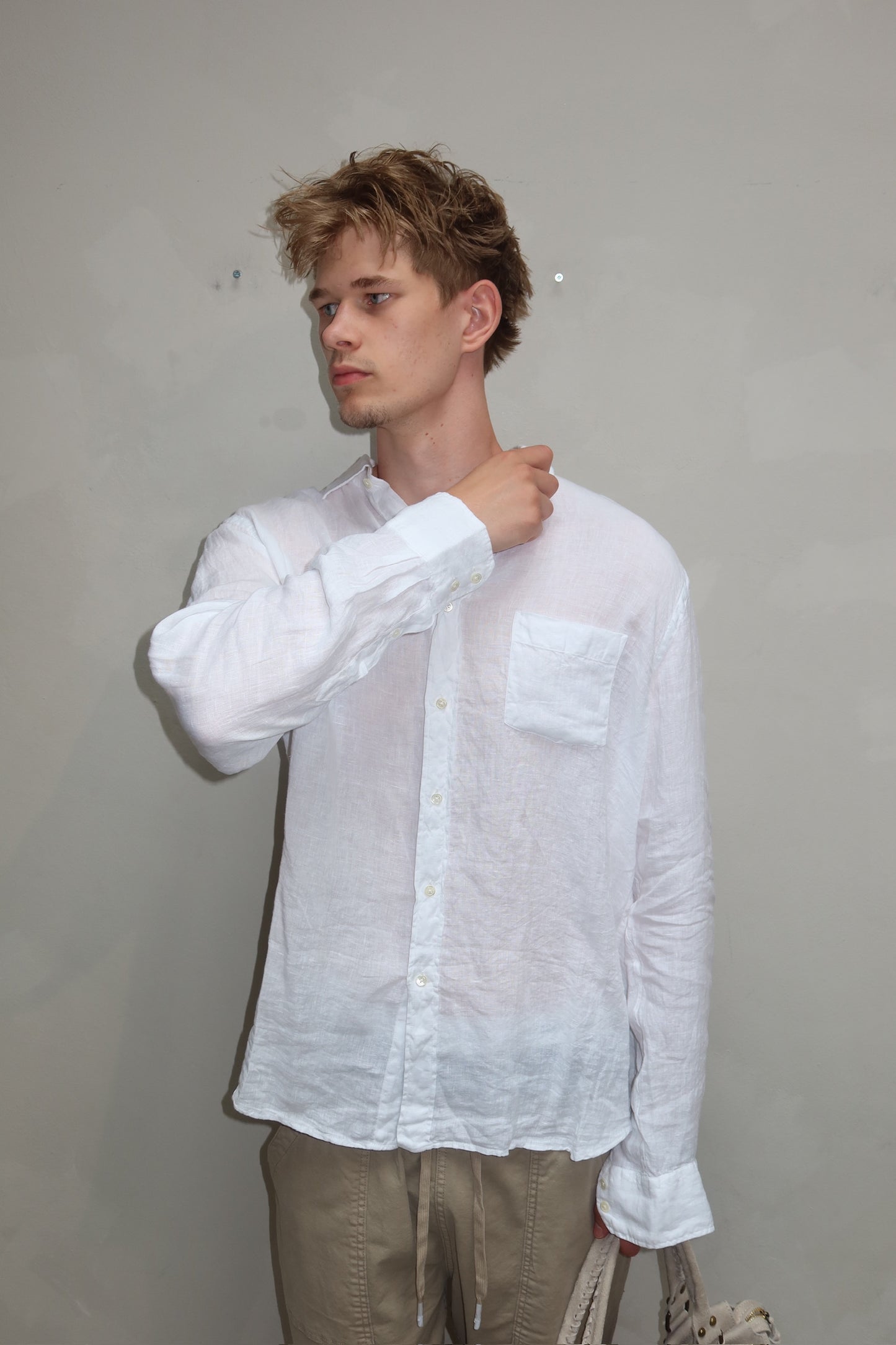 White 100% linen blouse - Blouse