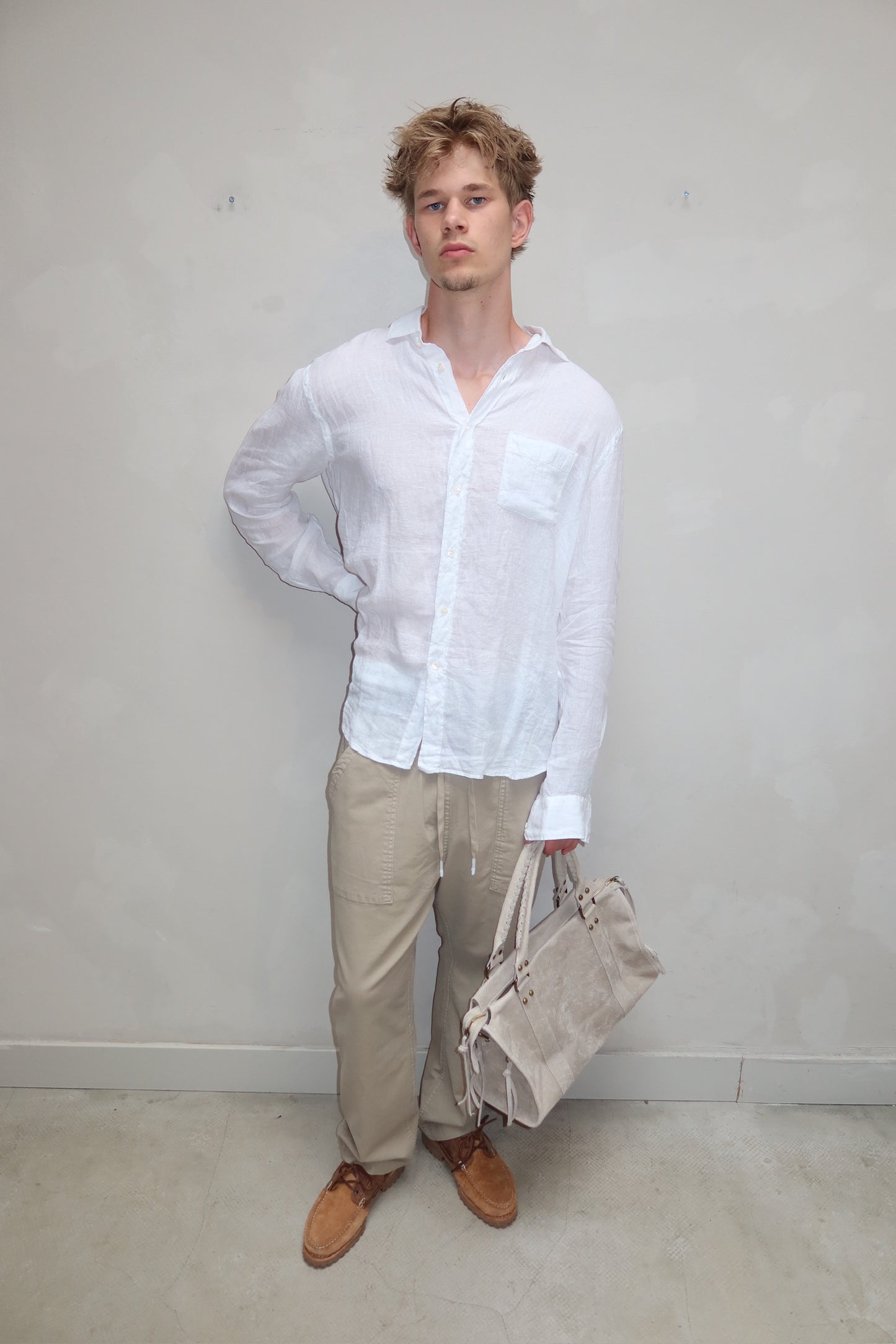 White 100% linen blouse - Blouse