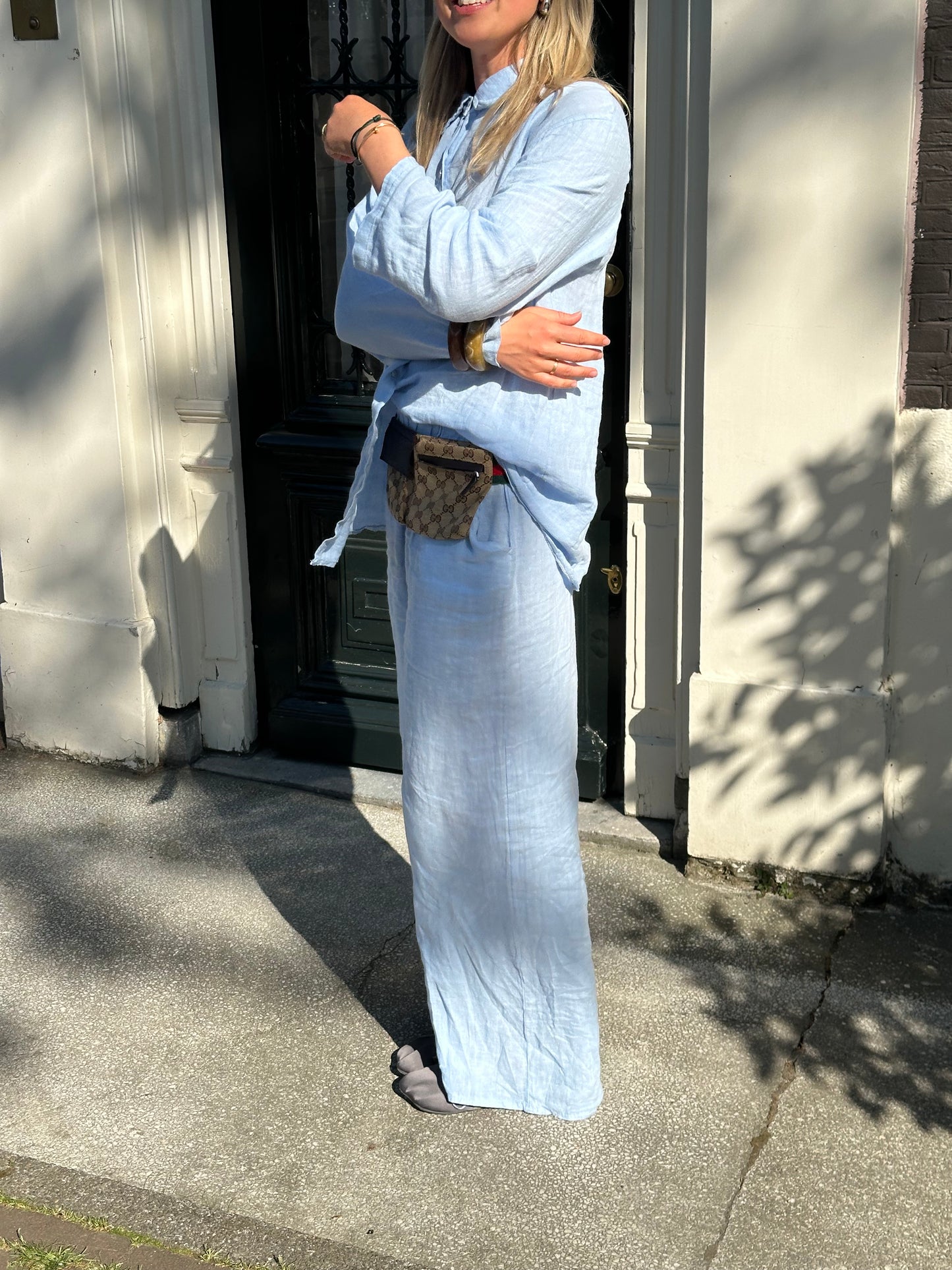 Light Blue linen pants - Curated by UME