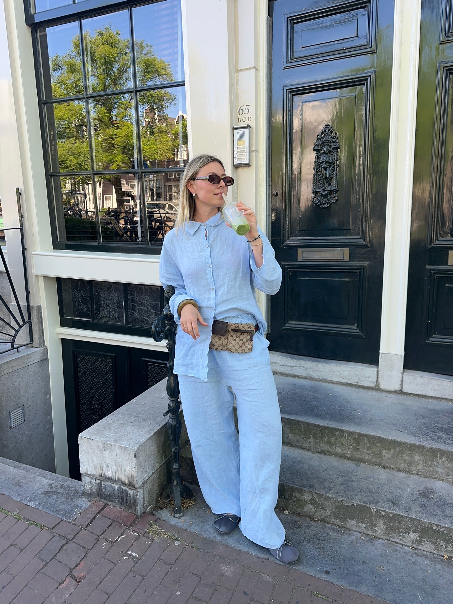 Light Blue linen pants - Curated by UME