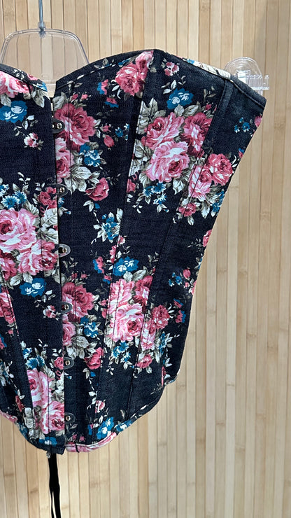Vintage Black floral - Corset