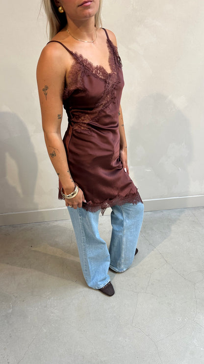 Lace brown dress - Curated by ume