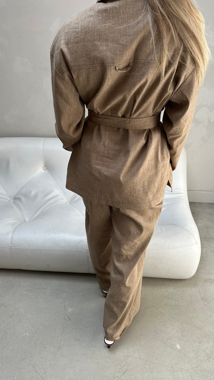 Sessùn beige belt - jacket - UME STUDIO