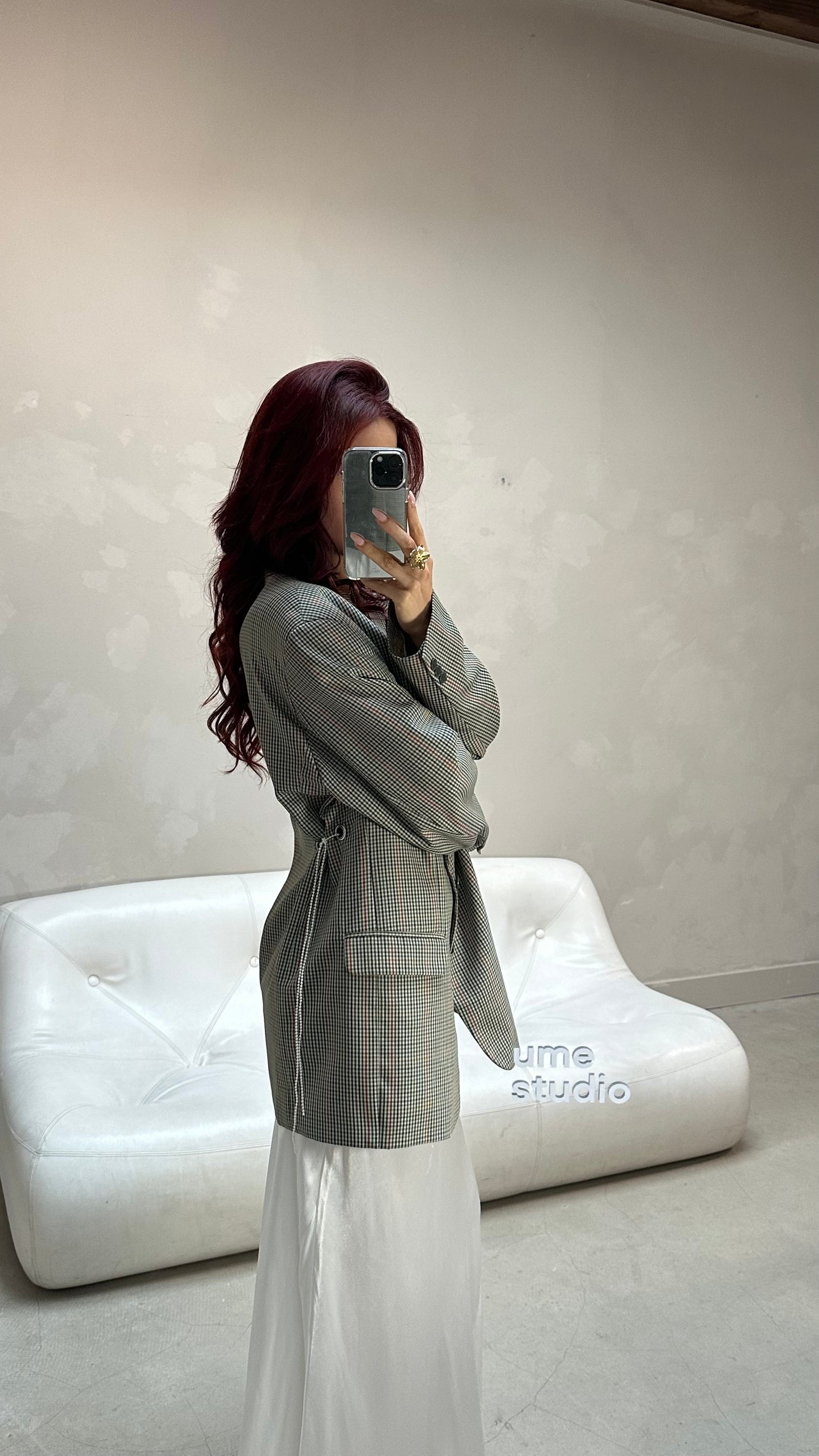 Upcycled checkerd blazer - by UME