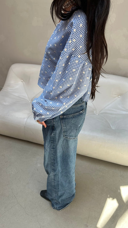 Gingham blouse blue - Curated by UME