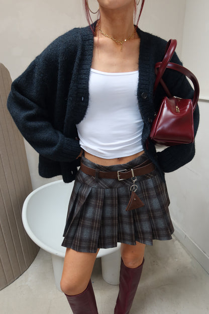 Checkered Plaited Skirt - Curated by Ume