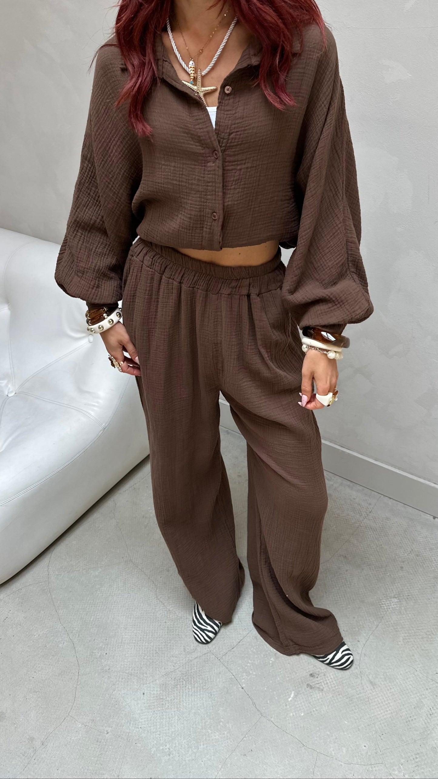 Brown cotton set - Curated by UME