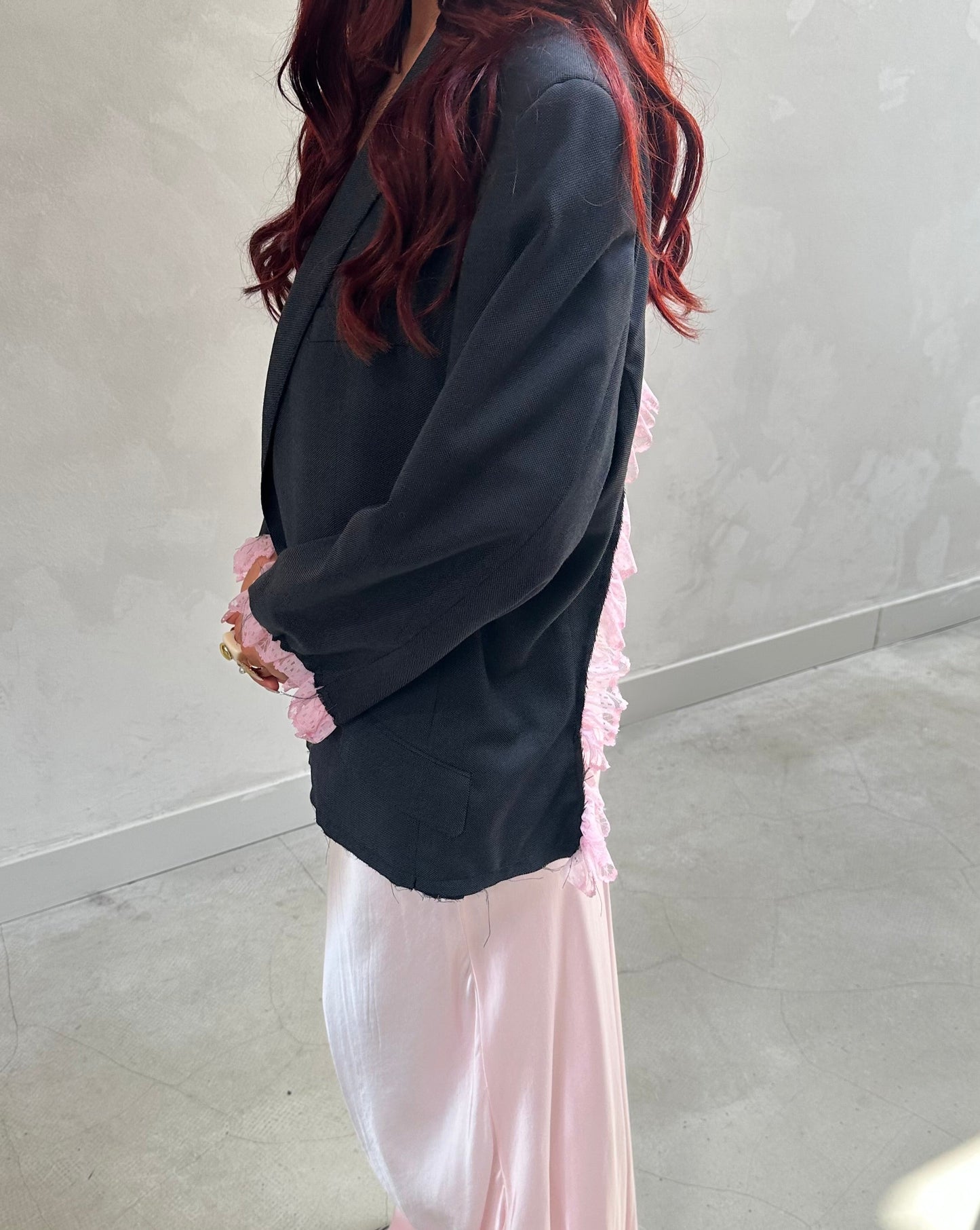 Open back ruffle blazer - Upcycled by ume