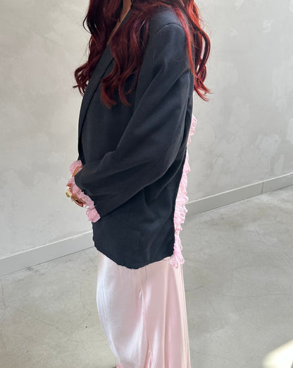 Open back ruffle blazer - Upcycled by ume