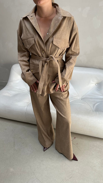 Sessùn beige belt - jacket - UME STUDIO