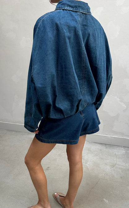 Cropped oversized denim jacket - Curated by UME