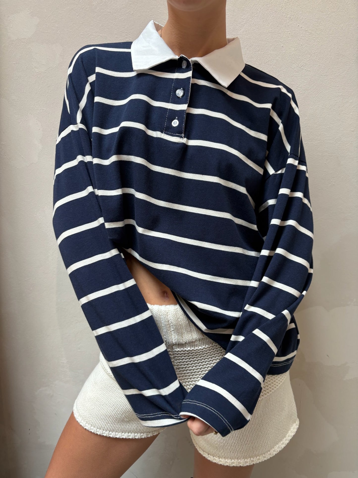 Striped Polo Navy - Curated by UME